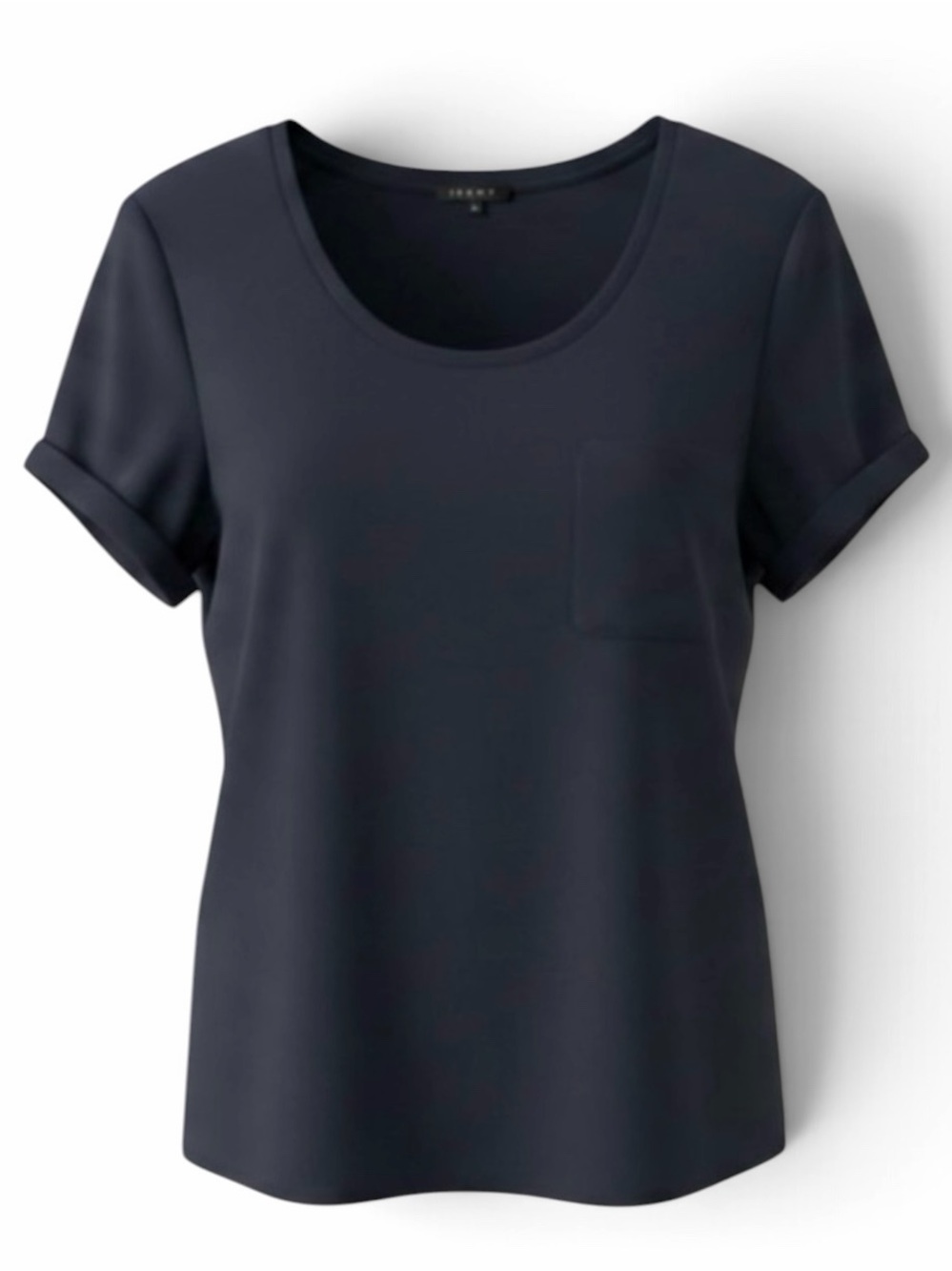 Theory Navy Scoop Neck Short Sleeve Pocket Top Size Medium